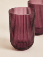 SET X 6 VASOS DE VIDRIO RAYAS MALVA OSCURO 430 ML - Imagen 2