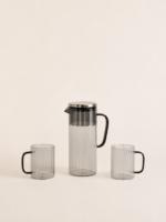 SET X 7 JARRA 1400 ML / 6 TAZAS 310 ML VIDRIO RAYAS GRUESAS TRANSP/BLACK
