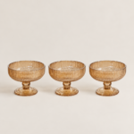 SET X 6 COMPOTERAS LABRADAS RAYAS AMBAR (15-3-3)