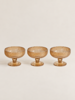 SET X 6 COMPOTERAS LABRADAS RAYAS AMBAR (15-3-3)