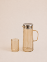 SET X 7. JARRA 1100 ML / 6 VASOS 300 ML VIDRIO COLOR AMBAR