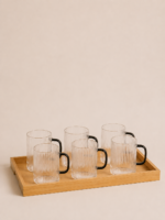 SET X 8. JARRA 1400 ML / 6 TAZAS 310 ML BANDEJA 7*10 CM X 10*21 CM VIDRIO TRANSP/BLACK - Imagen 2
