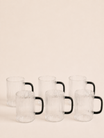 SET X 7. JARRA 1400 ML / 6 TAZAS 310 ML VIDRIO RAYAS FINAS TRANSP/BLACK - Imagen 2