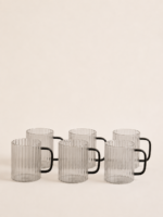 SET X 7 JARRA 1400 ML / 6 TAZAS 310 ML VIDRIO RAYAS GRUESAS TRANSP/BLACK - Imagen 2