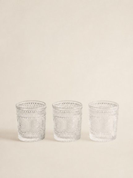 SET X 6 VASOS LABRADOS TRANSPARENTES 300ML (HE 03)