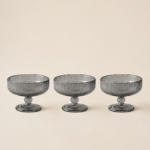 SET X 6 COMPOTERAS DE VIDRIO LABRADAS GRIS 10*12CM (15-3-4)
