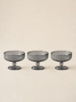 SET X 6 COMPOTERAS DE VIDRIO LABRADAS GRIS 10*12CM (15-3-4)