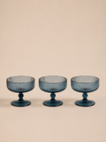 SET X 6 COMPOTERAS RAYAS LABRADAS AZUL (EMA 38-3)