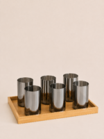 SET X 8. JARRA 1450 ML / 6 VASOS 280 ML BANDEJA 6.5*10CM X 8.2*24.2 CM VIDRIO BLACK - Imagen 2