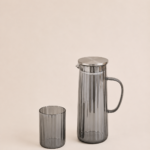 SET X 7. JARRA 1100 ML / 6 VASOS 300 ML VIDRIO COLOR BLACK