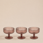 SET X 6 COMPOTERAS DE VIDRIO LABRADAS MALVA (EMC31-6)