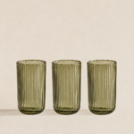 VASO DE VIDRIO LABRADA VERDE 7.7*12.7CM X 6 UNIDADES. (EMC 31-11)