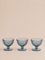 SET X 6 COMPOTERAS DE VIDRIO LABRADAS AZUL