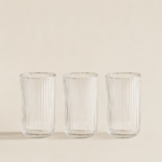 SET X 6 VASOS RAYAS LABRADOS TRANSPARENTES 430 ML