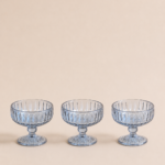 SET X 6 COMPOTERAS DE VIDRIO LABRADAS GRIS 10*12CM (18-19)