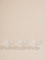 SET X 6 COMPOTERAS DE VIDRIO LABRADAS TRANSPARENTE (56-7)