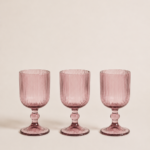 SET X 6 COPAS DE VIDRIO LABRADO RAYAS MALVA 380 ML