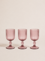SET X 6 COPAS DE VIDRIO LABRADO RAYAS MALVA 380 ML