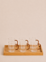 SET X 8. JARRA 1400 ML / 6 TAZAS 310 ML BANDEJA 7*10CM X 10*21 CM VIDRIO TRANSP/BLACK - Imagen 2