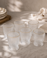 PACK X 6 VASO TRANSPARENTE BORDE DORADO 8*7*9.5 CM 300ML(HE 22) - Imagen 2