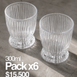 PACK X 6 VASO TRANSPARENTE 8*7*9.5 CM 300ML(HE 21)