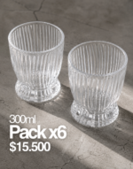 PACK X 6 VASO TRANSPARENTE 8*7*9.5 CM 300ML(HE 21)