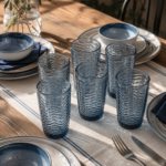 PACK X 6 VASOS LABRADOS RAYADO AZUL