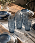 PACK X 6 VASOS LABRADOS RAYADO AZUL