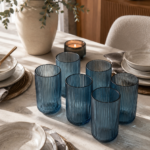 PACK X 6 VASOS LABRADOS RAYAS AZUL 430ML (EMA 38-1)