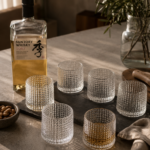 PACK X 6 VASOS LABRADOS DE WHISKY PUNTOS TRANSPARENTES
