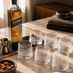 PACK X 6 VASOS DE VIDRIO LABRADO DE WHISKY RAYADO