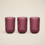 SET X 6 VASOS DE VIDRIO RAYAS MALVA OSCURO 430 ML