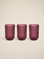 SET X 6 VASOS DE VIDRIO RAYAS MALVA OSCURO 430 ML