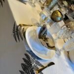 Mantel de Tussor Crudo Estampa Helecho Gris 2x1,40 aprox