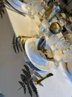 Mantel de Tussor Crudo Estampa Helecho Gris 2x1,40 aprox