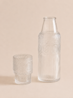 BOTELLA DE NOCHE 850ML / VASO 190ML FLOR TRANSPARENTE. - Imagen 2